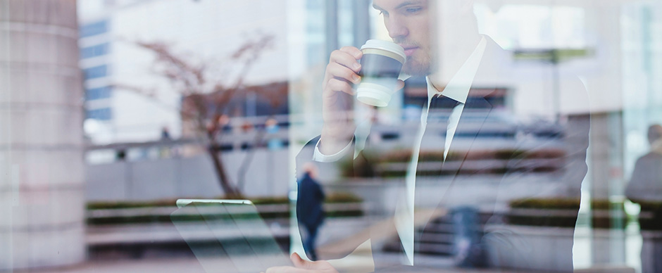businessman reading news online